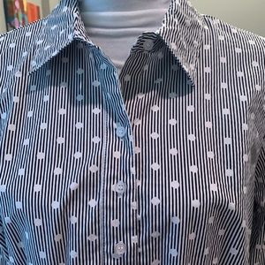 NWOT Chadwicks B/W stripe & dot dress shirt.
